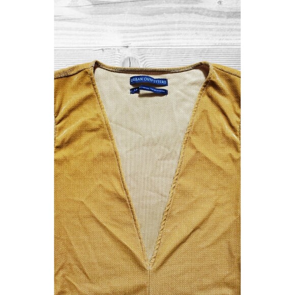 Urban Outfitters Womens Small Long Sleeve Top Plunge V-Neck Petite Yellow Velour - Picture 5 of 6